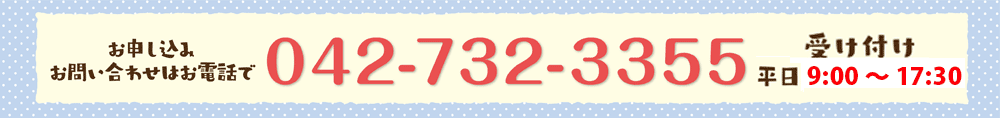 お申し込み・お問い合わせはお電話で　042-732-3355
